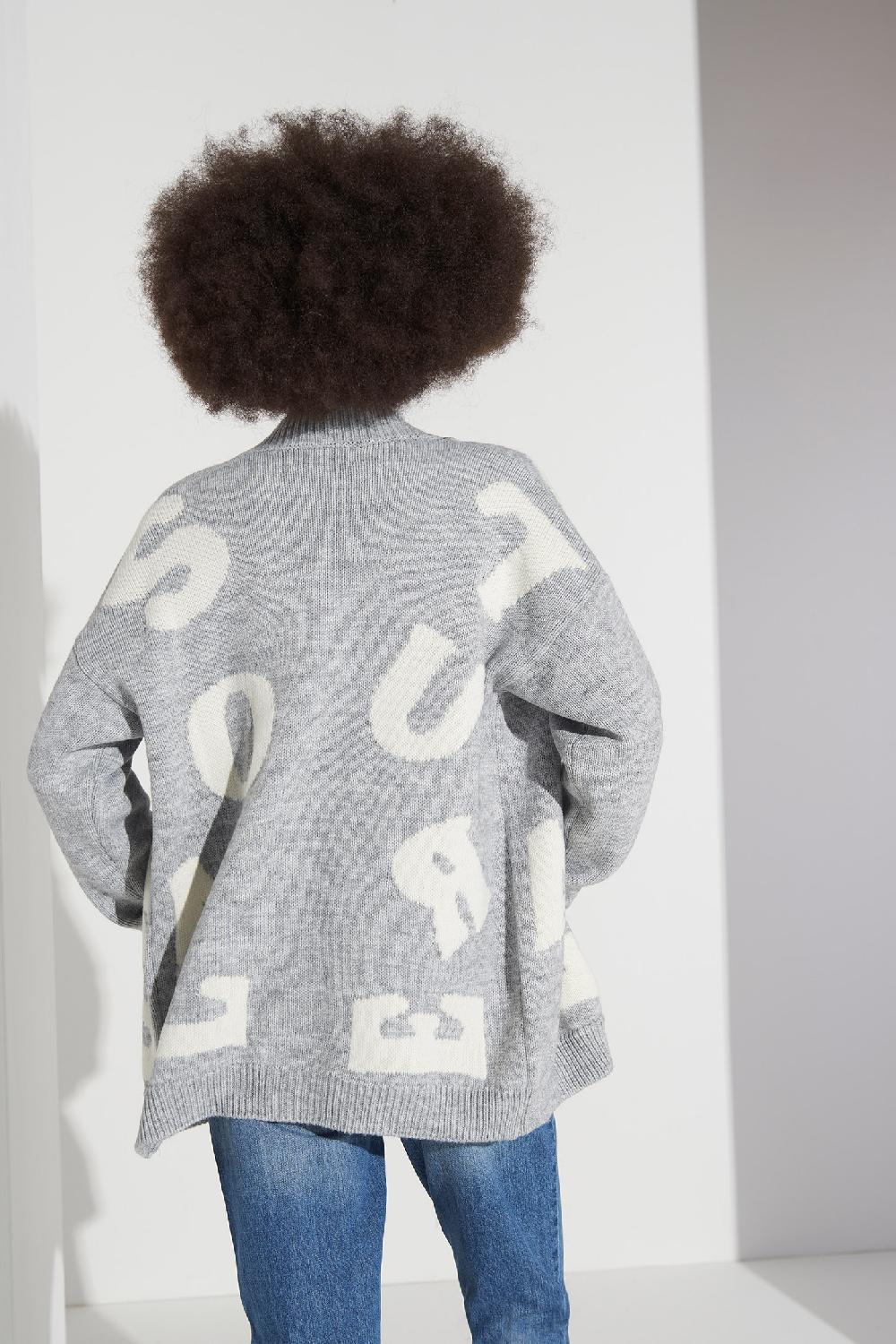 Soallure CARDIGAN LETTERING CORTO MISTO LANA Qualità