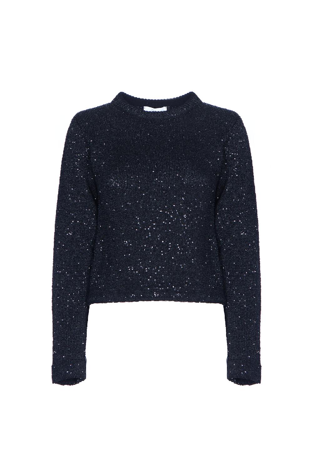 Soallure MAGLIA GIRO COLLO PAILETTES CON SPALLINA Consegna Veloce