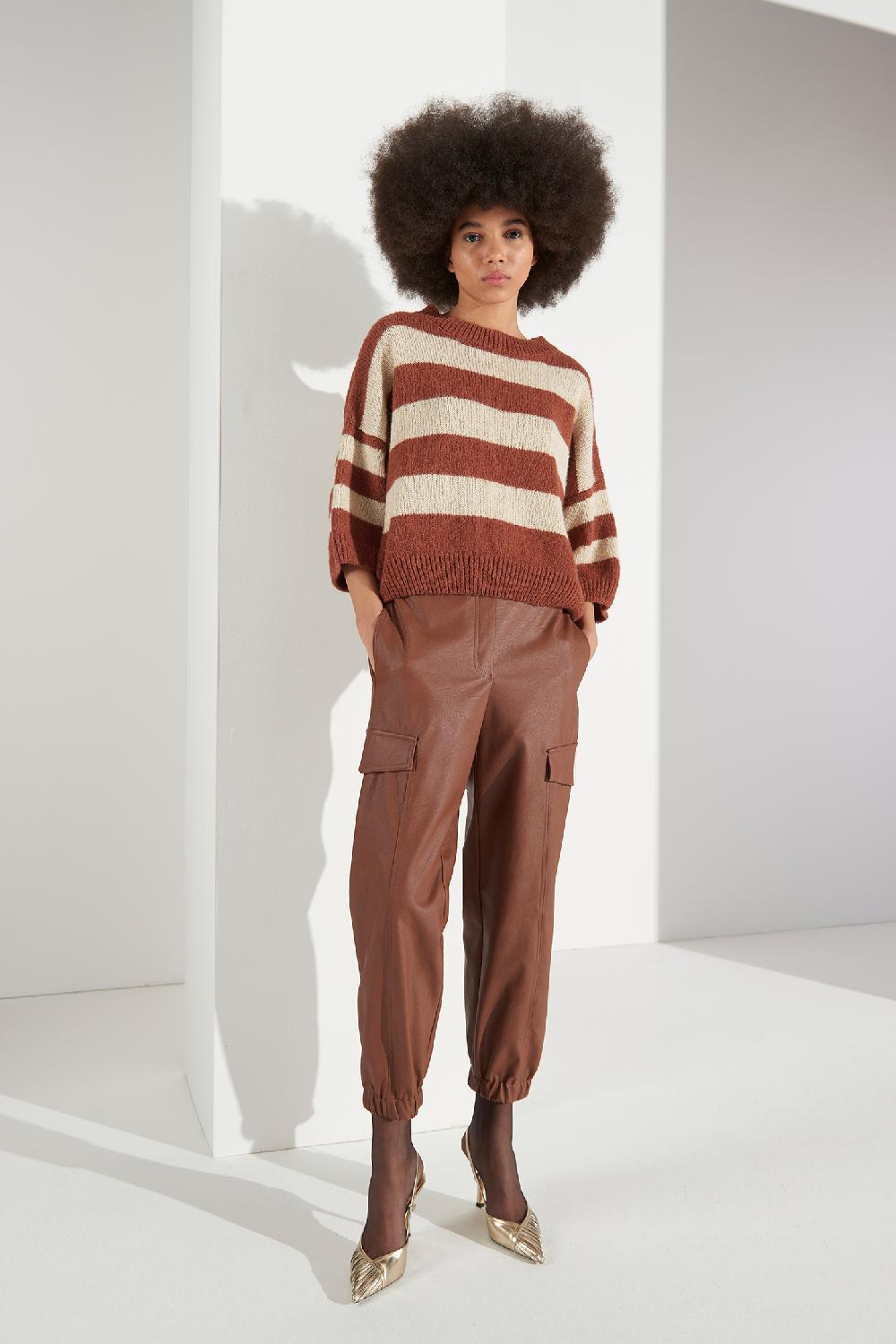 Soallure MAGLIA OVER A RIGHE 7/8 Vendita Calda