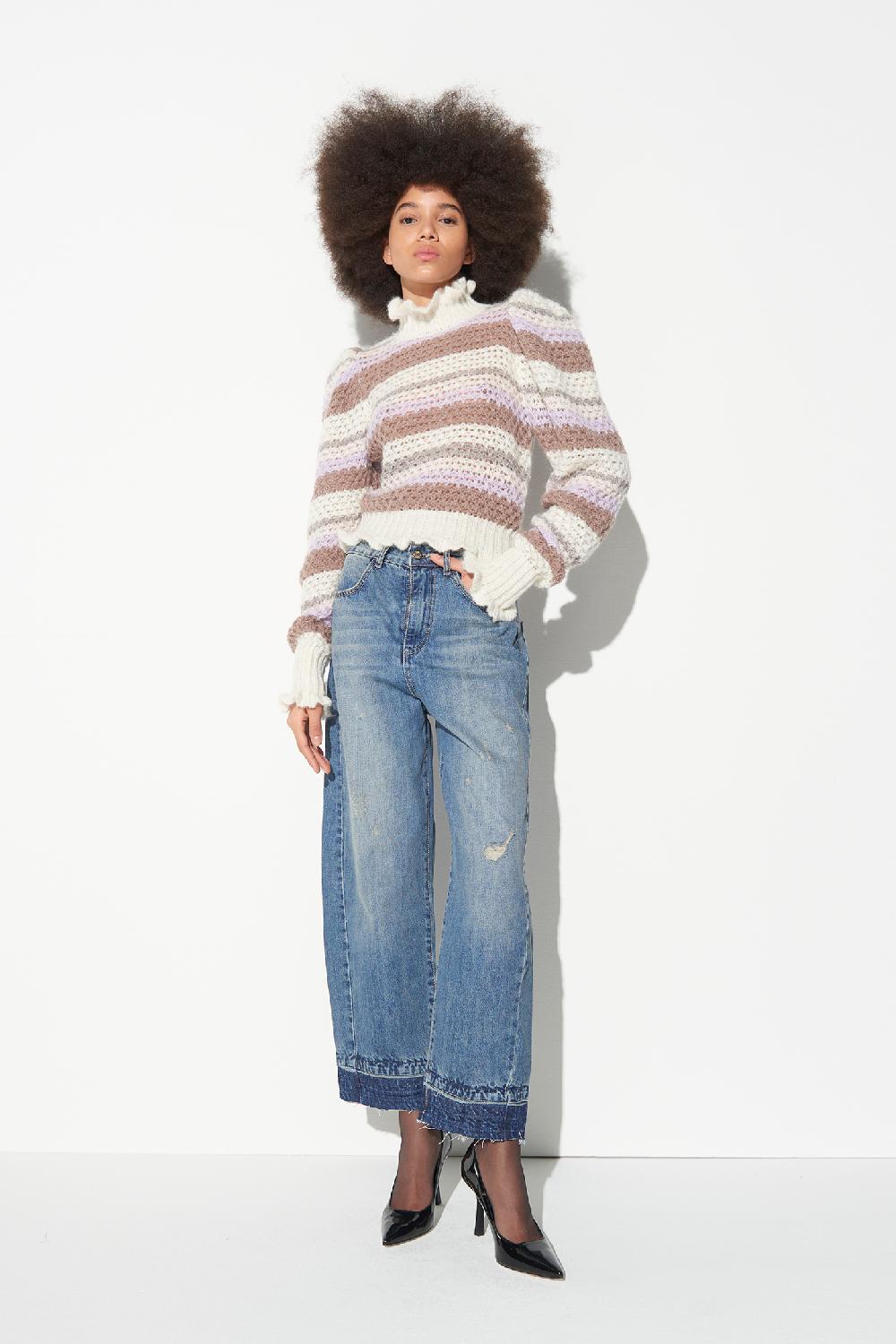 Soallure MAGLIA COLLO ALTO E RIGHE A CONTRASTO IN MOHAIR Negozio
