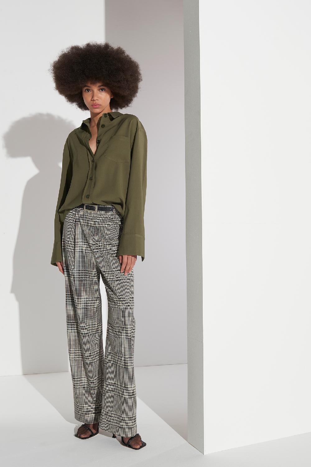 Soallure PANTALONE A PALAZZO IN TESSUTO PRINCIPE DI GALLES Promozione