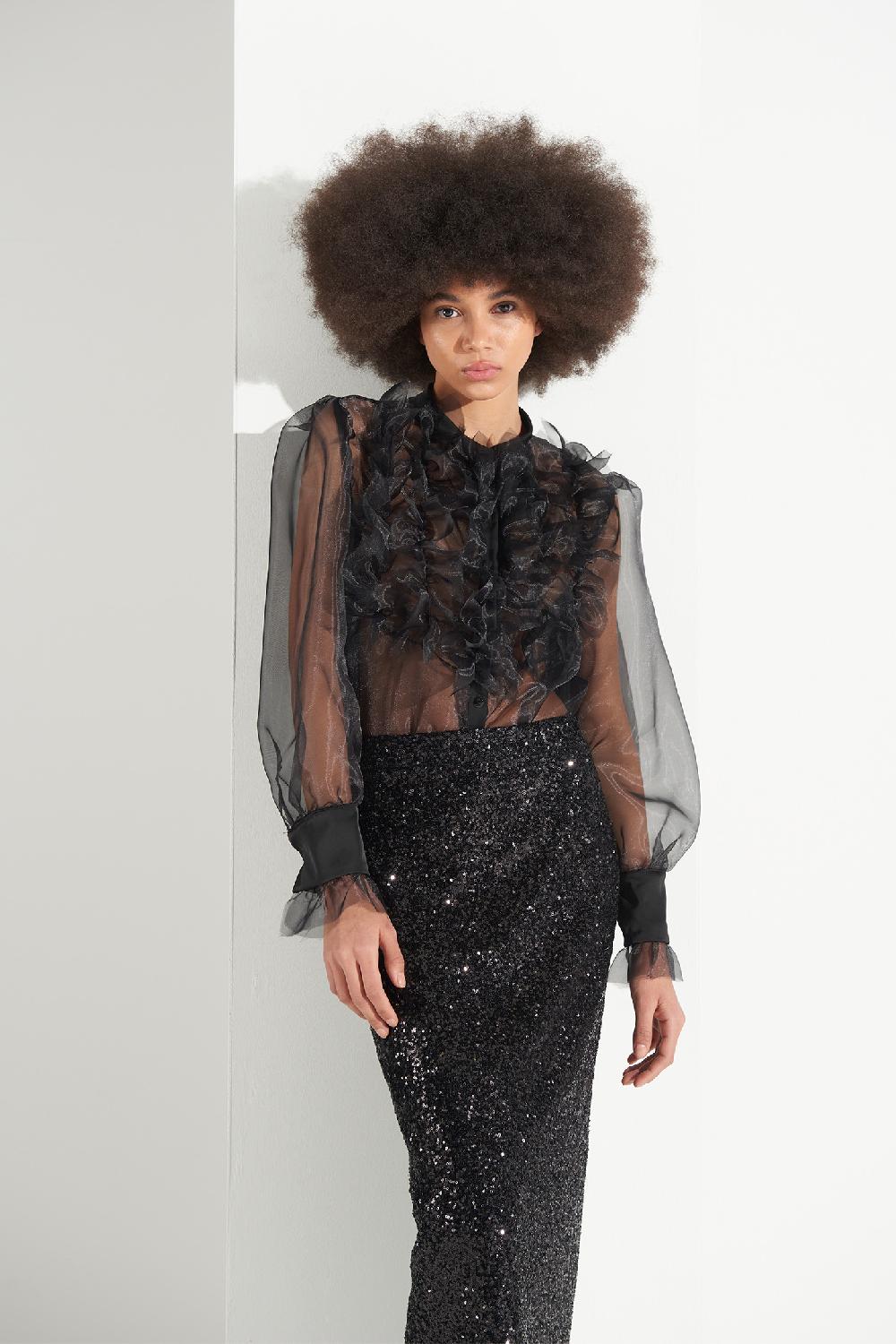 Soallure CAMICIA ROUCHES ORGANZA Vendite Flash