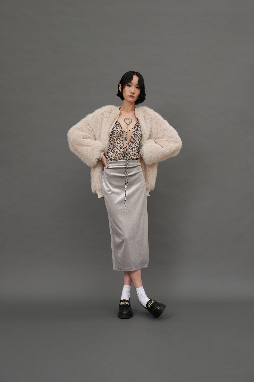 Soallure BLUSA CON SCOLLO PROFONDO A FANTASIA LEOPARDATA Nuova