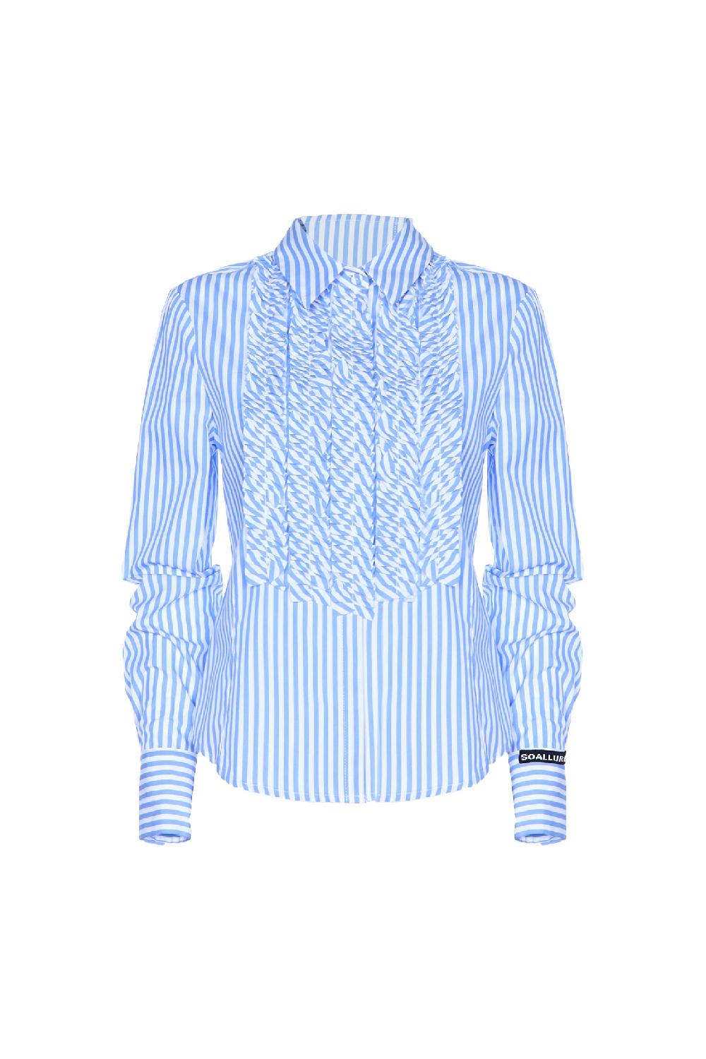 Soallure CAMICIA SLIM CON RIGHE E ROUCHES In Linea
