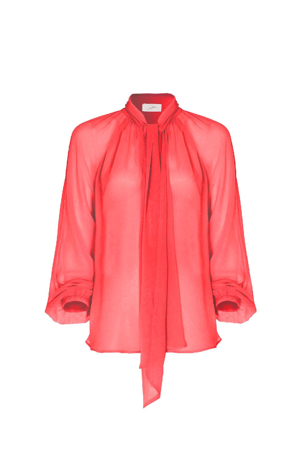 Soallure BLUSA CON COLLO A SCIARPA E MANICHE LUNGHE Spedizione Gratuita