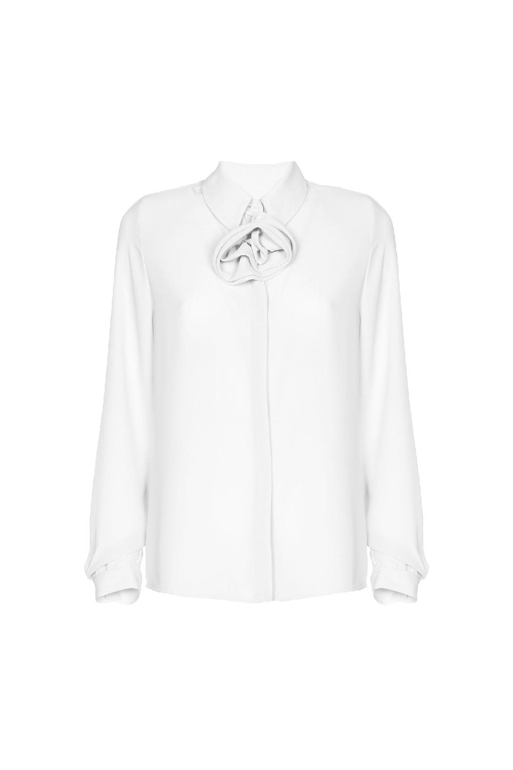 Soallure CAMICIA IN GEORGETTE CON DETTAGLIO ROSA Consegna Veloce