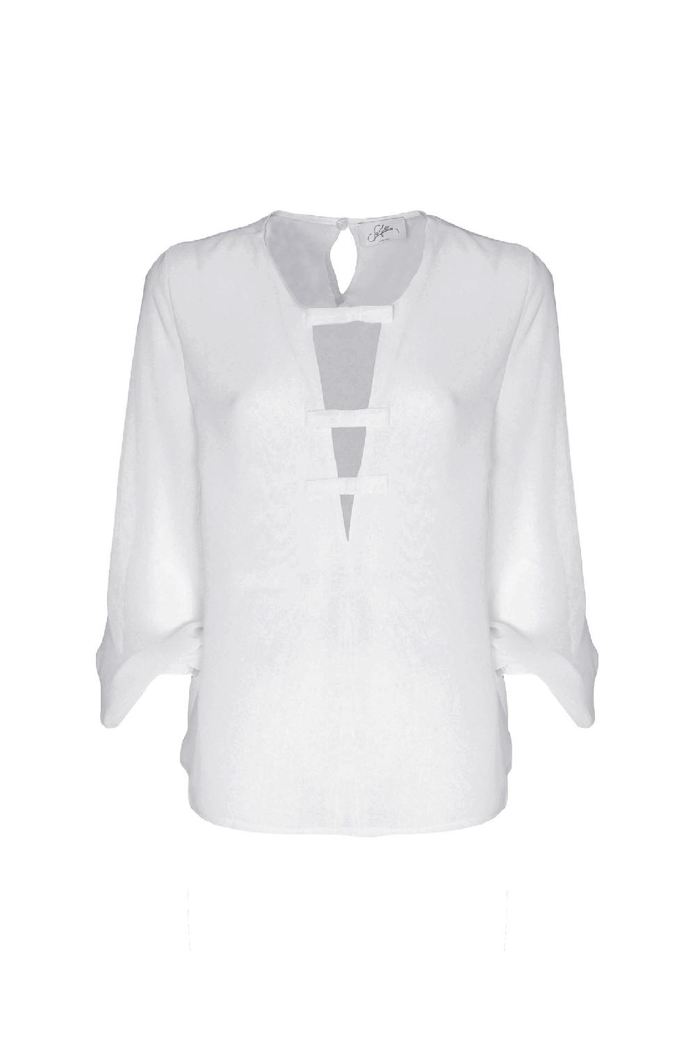 Soallure BLUSA CON SCOLLO A V PROFONDO E FIOCCHETTI Promozione Limitata