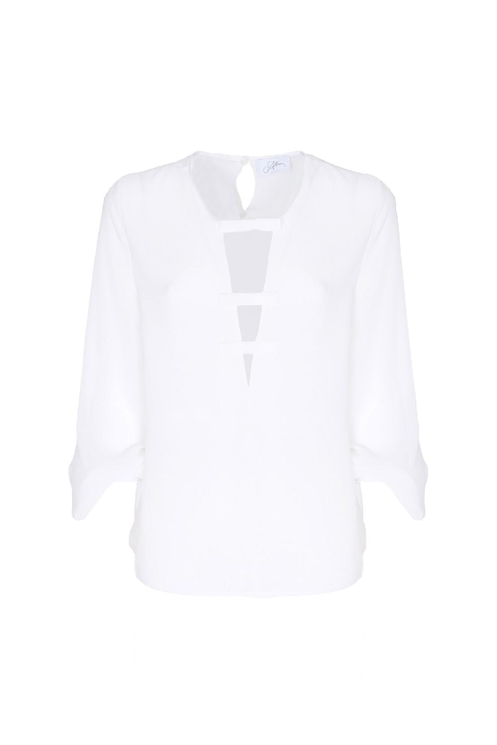 Soallure BLUSA CON SCOLLO A V PROFONDO E FIOCCHETTI Promozione Limitata