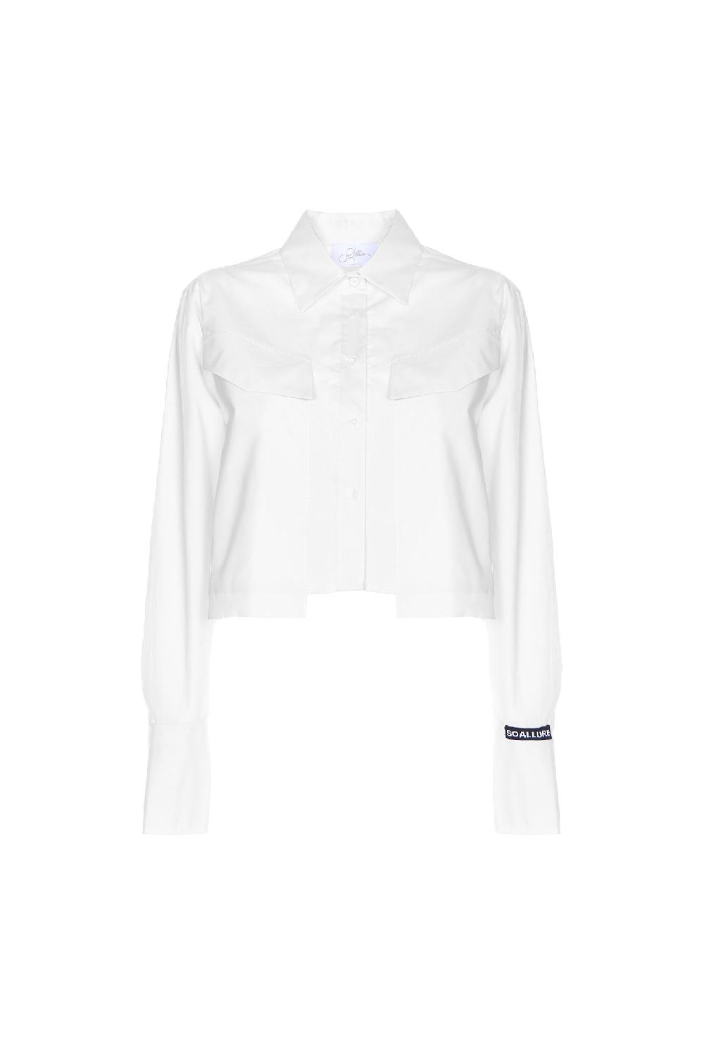 Soallure CAMICIA CROPPED IN COTONE CON TASCHE Fino Al -60%