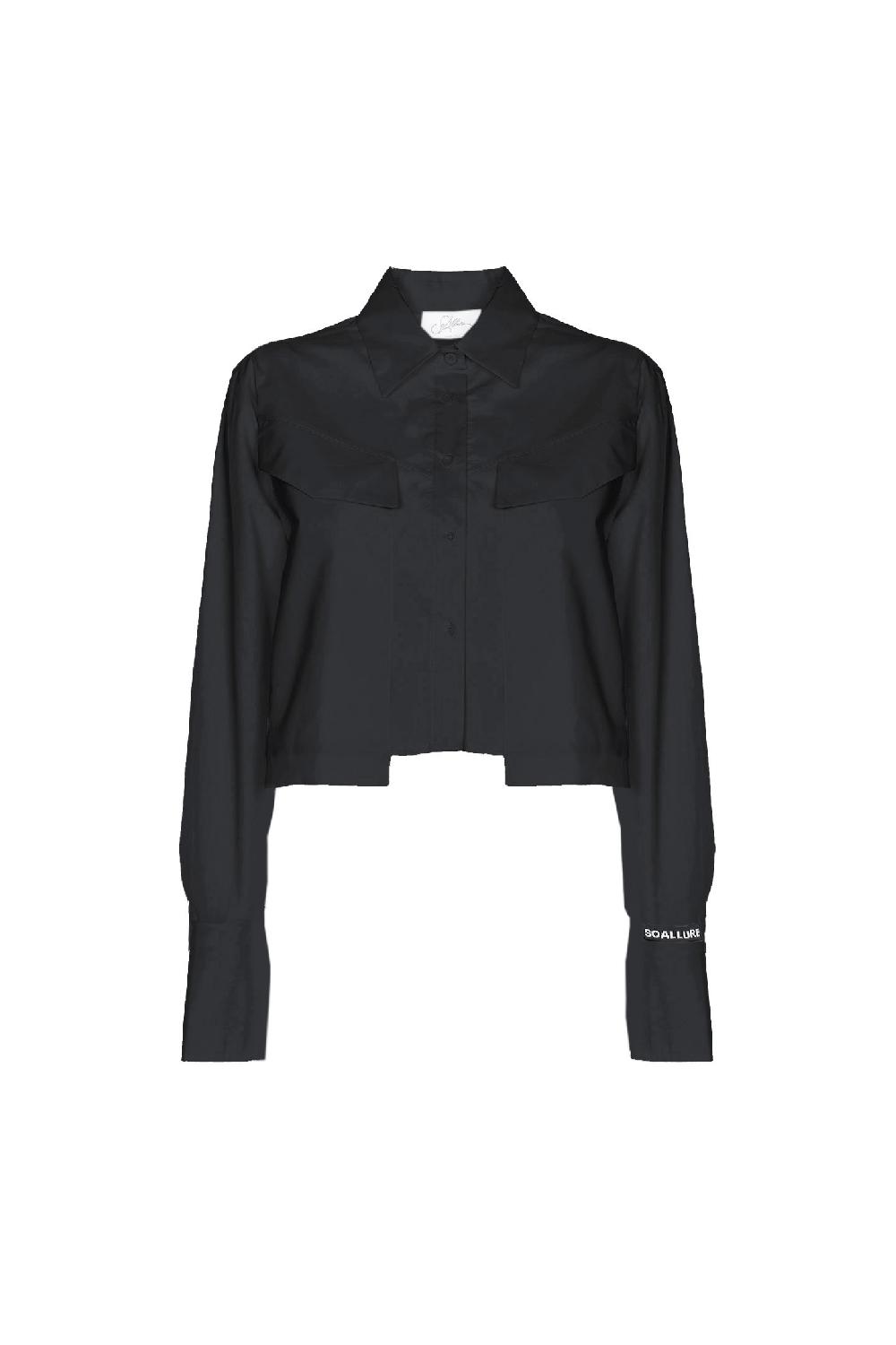 Soallure CAMICIA CROPPED IN COTONE CON TASCHE Fino Al -60%