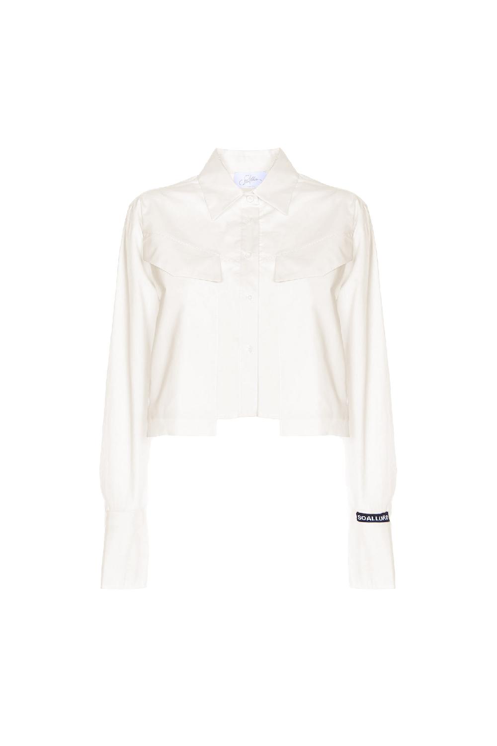Soallure CAMICIA CROPPED IN COTONE CON TASCHE Fino Al -60%