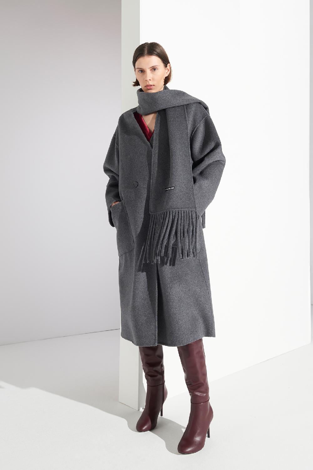 Soallure CAPPOTTO IN LANA CON SCIARPA Presa
