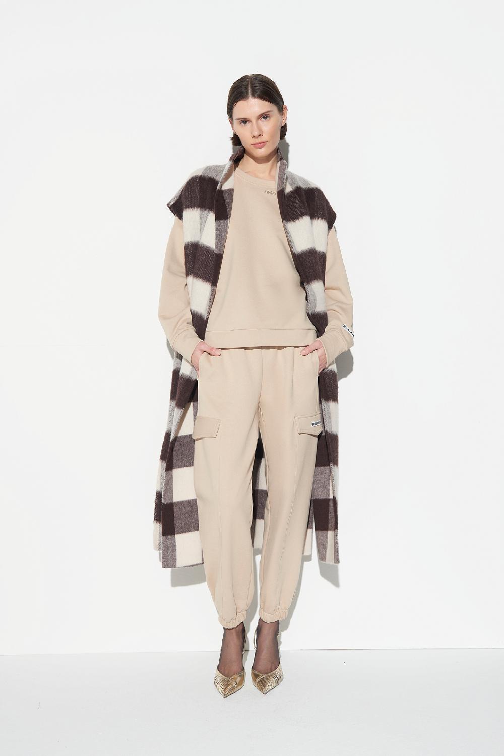 Soallure CAPPOTTO SENZA MANICHE CON CINTURA CHECK Online