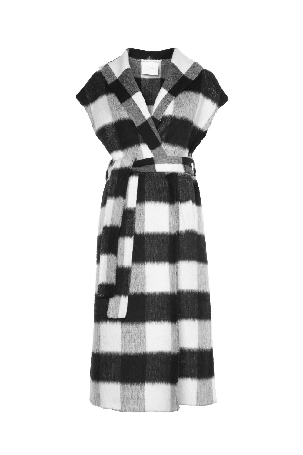 Soallure CAPPOTTO SENZA MANICHE CON CINTURA CHECK Online