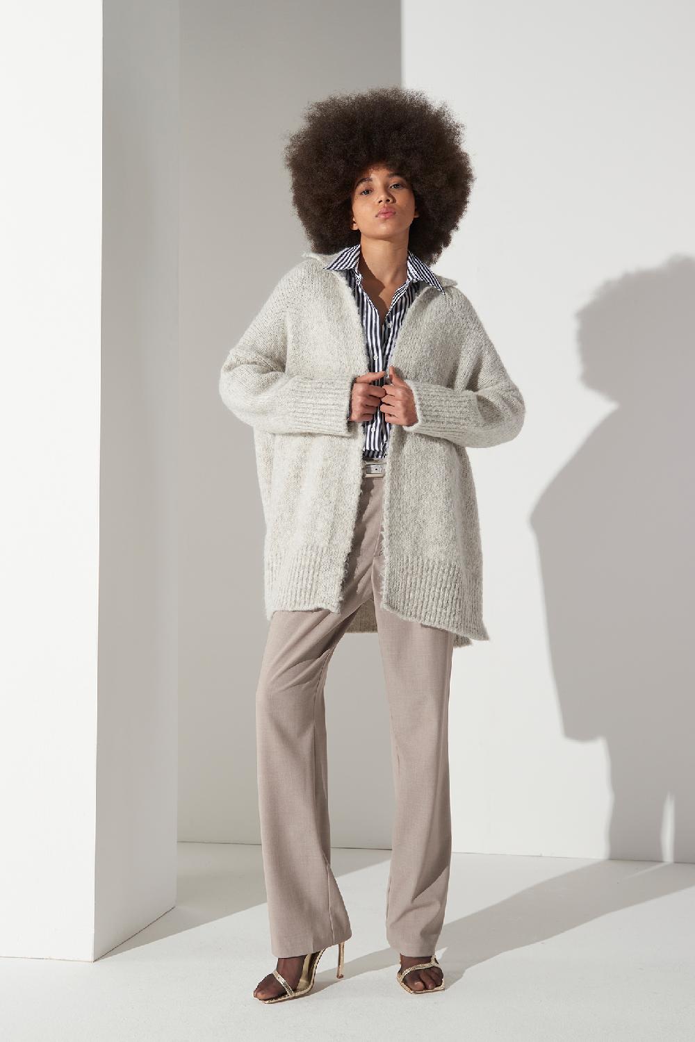 Soallure CARDIGAN CON COLLETTO IN MISTO MOHAIR In Saldo