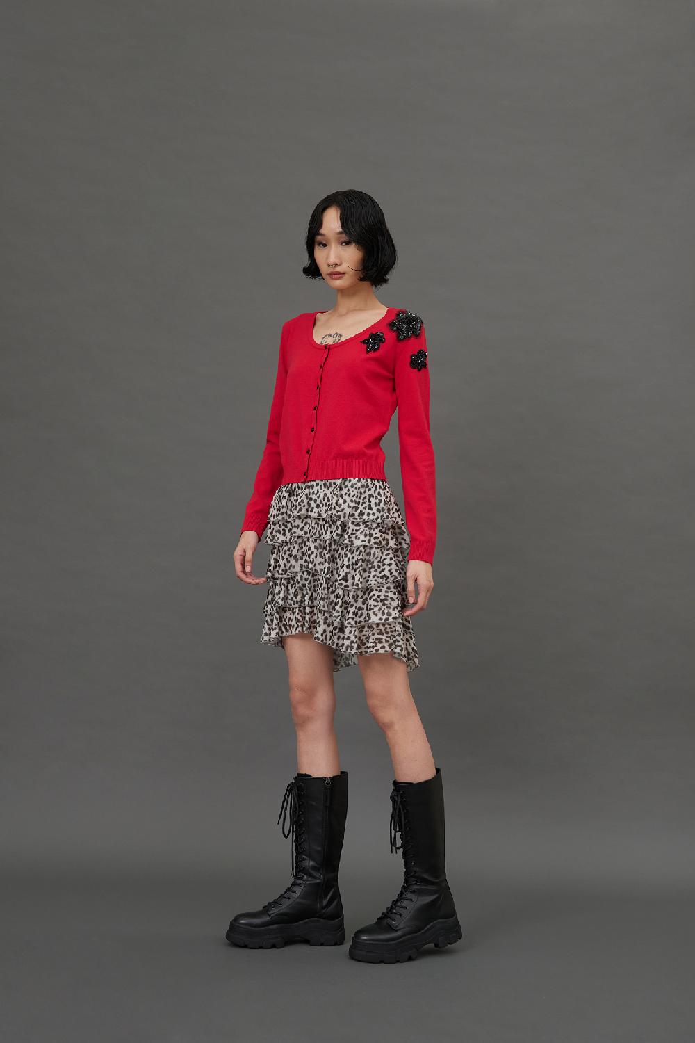 Soallure GONNA CORTA A BALZE CON FANTASIA LEOPARDATA Sconto