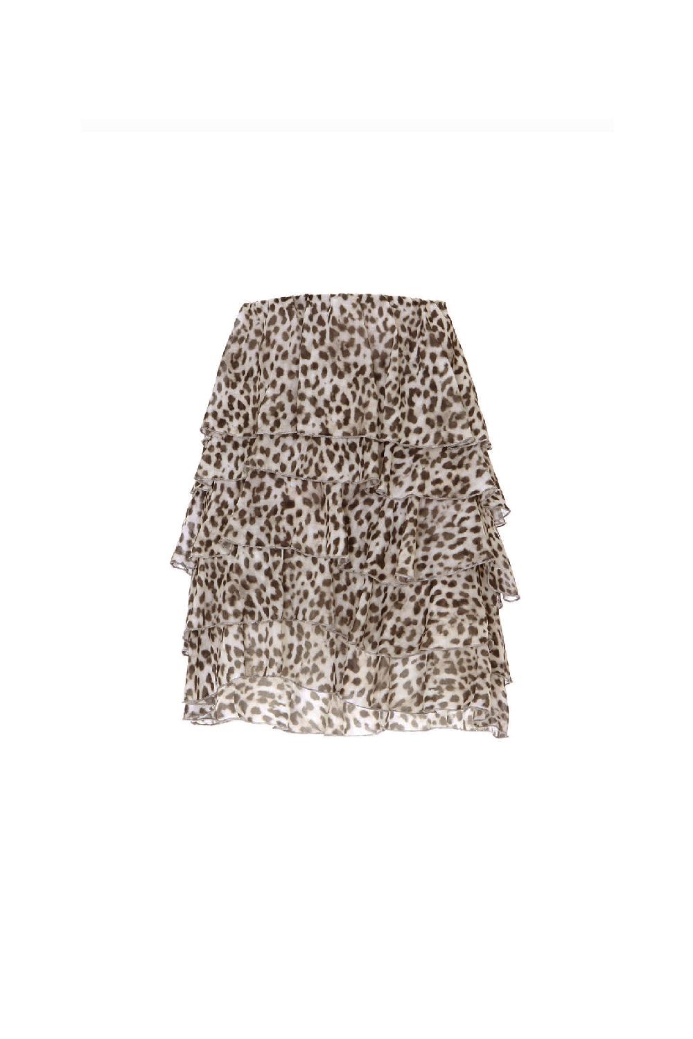 Soallure GONNA CORTA A BALZE CON FANTASIA LEOPARDATA Sconto