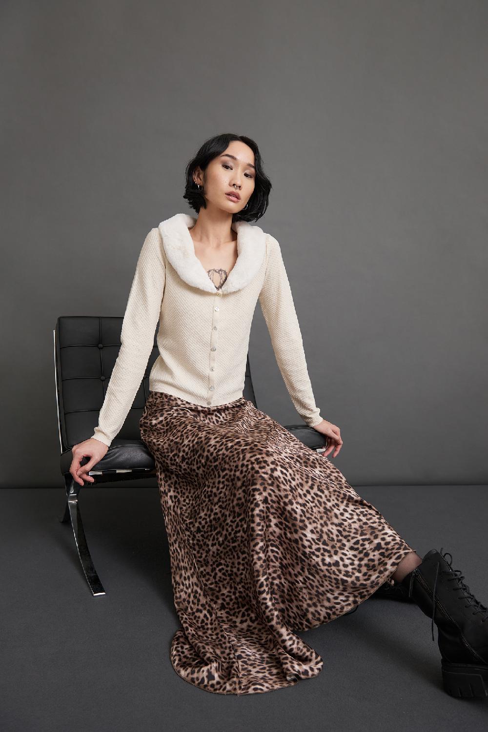 Soallure GONNA LUNGA FANTASIA LEOPARDATA IN RASO Offerta