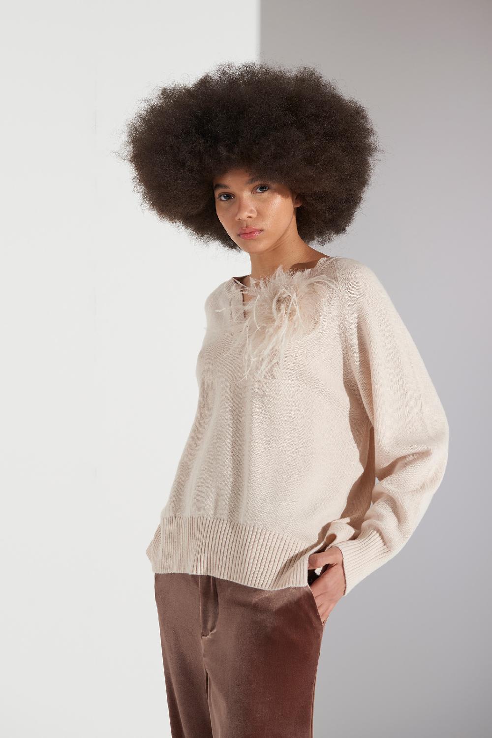 Soallure MAGLIA BOXY COLLO A V IN MISTO CASHMERE Negozio