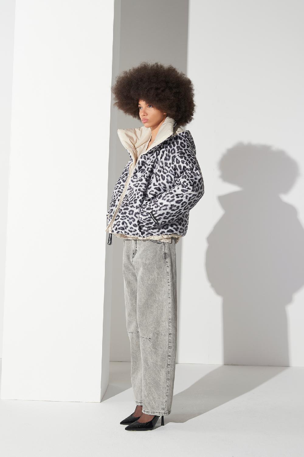 Soallure PIUMINO CON CAPPUCCIO FANTASIA LEOPARDATA Qualità Garantita