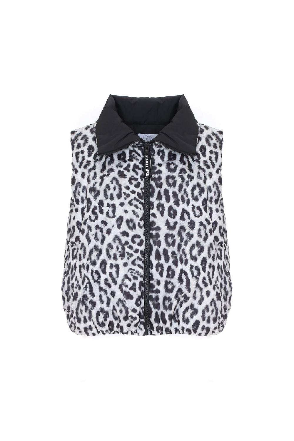 Soallure PIUMINO GILET CON STAMPA LEOPARDATA Negozi Online