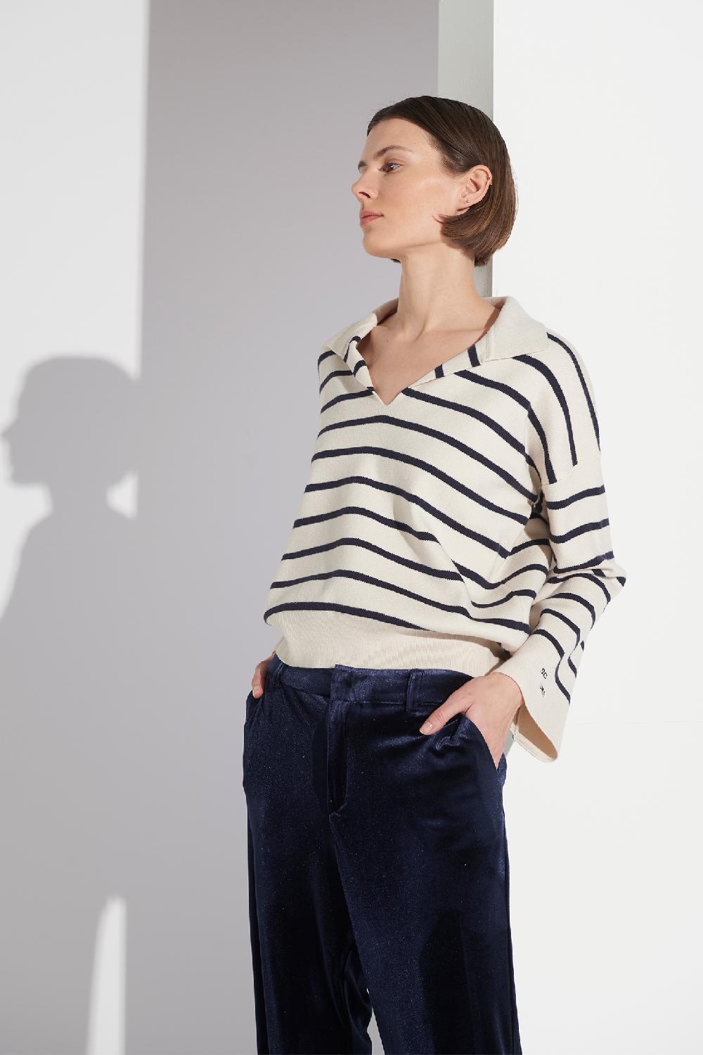 Soallure MAGLIA POLO OVER A RIGHE Sconto