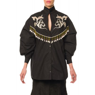 Stella Jean CAMICIA CON RICAMO E FRANGE Offerte