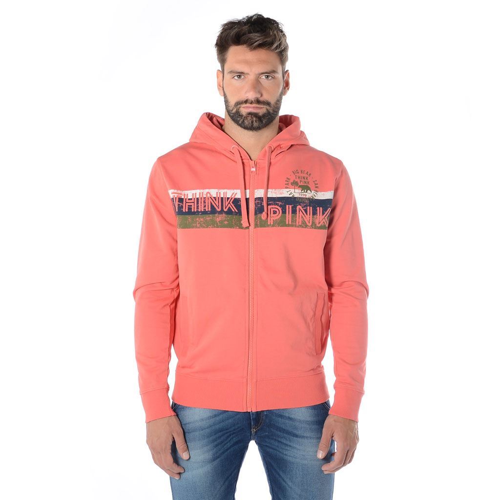 Think Pink Felpa Uomo Zip e Cappuccio ss1906 Qualità Garantita