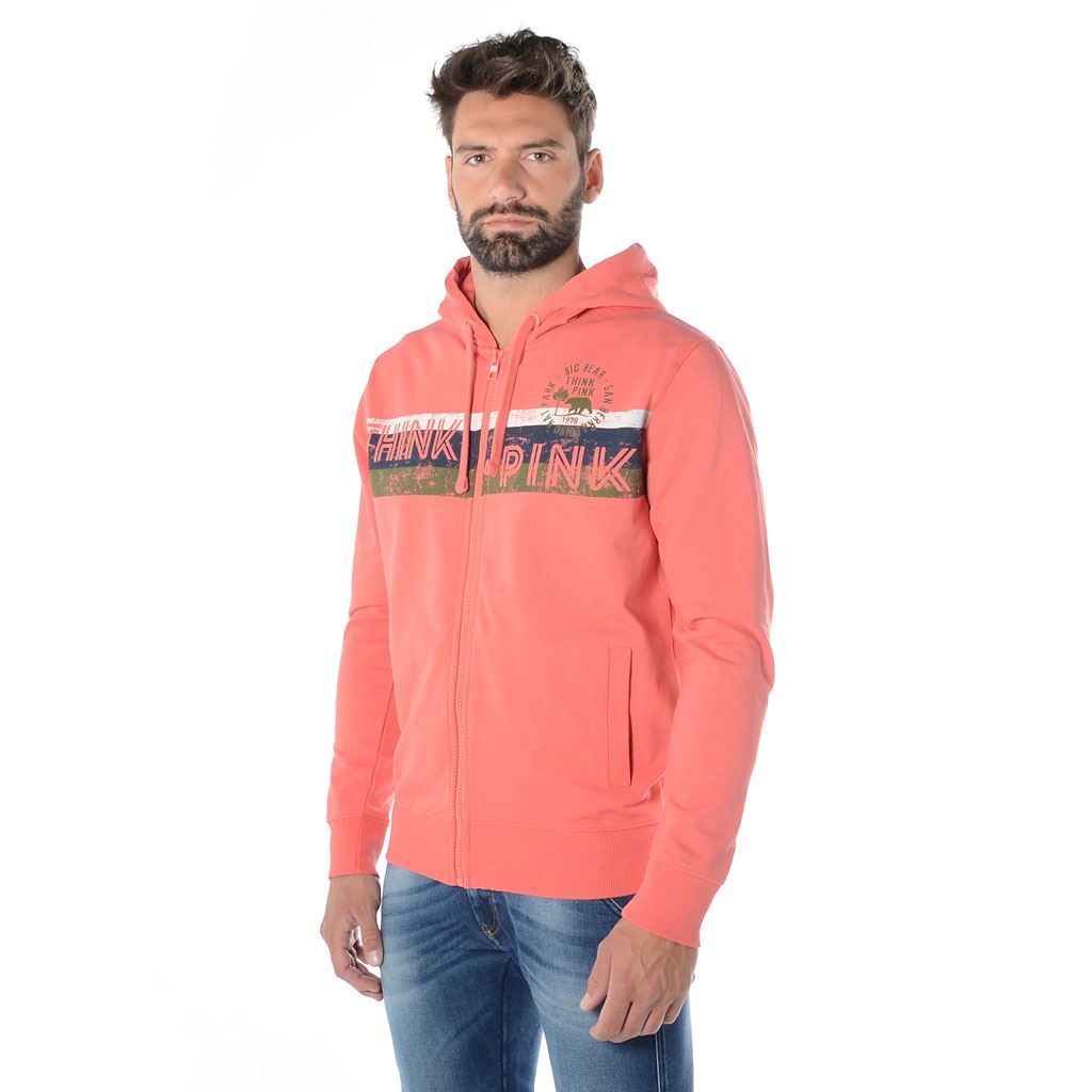 Think Pink Felpa Uomo Zip e Cappuccio ss1906 Qualità Garantita