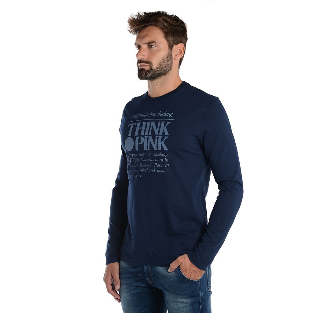Think Pink T-shirt Uomo Manica Lunga fw1800 I Più Venduti