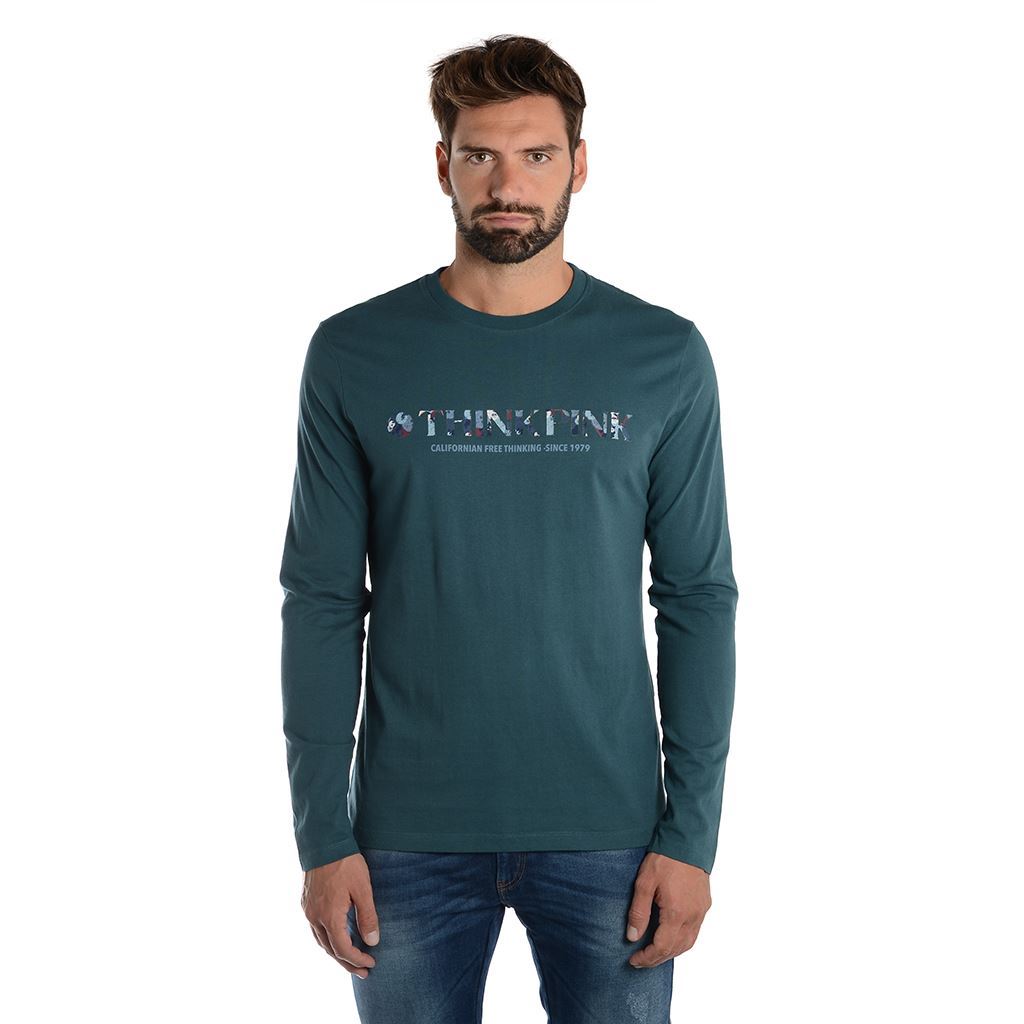 Think Pink T-shirt Uomo Manica Lunga fw1801 Vendite Flash