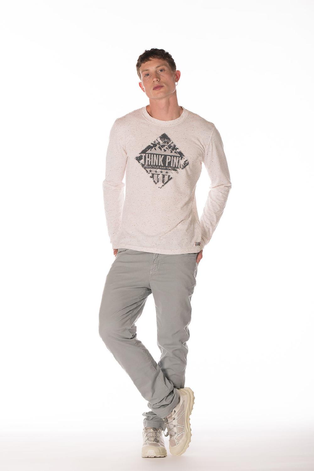 Think Pink T-shirt Uomo Manica Lunga fw1502 Saldi