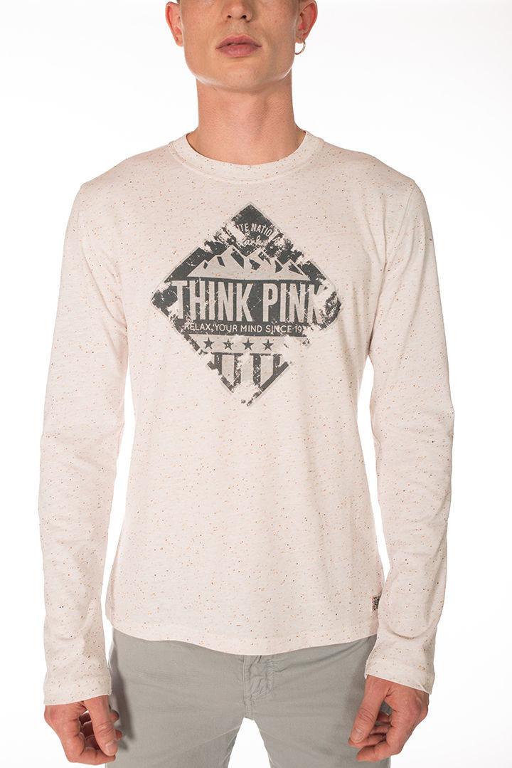 Think Pink T-shirt Uomo Manica Lunga fw1502 Saldi
