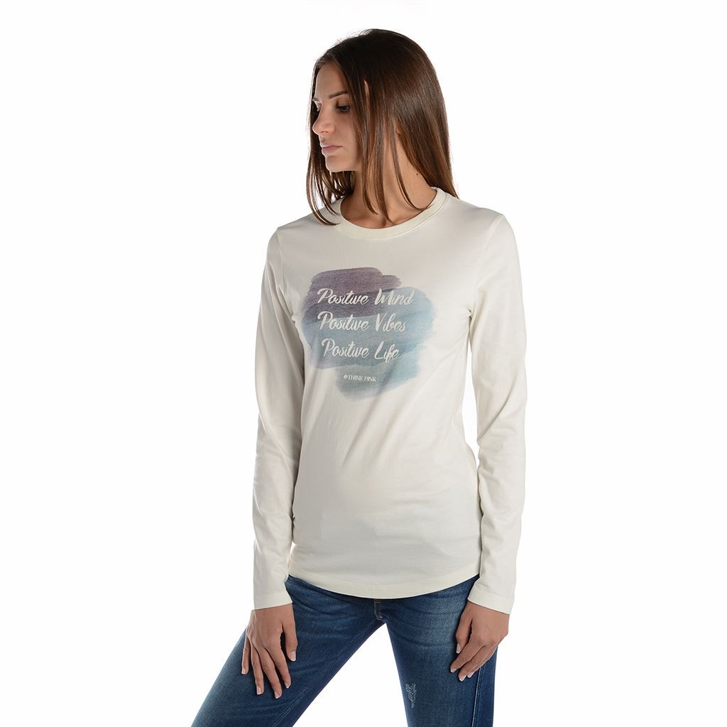 Think Pink T-shirt Donna Manica Lunga fw1802 Novità