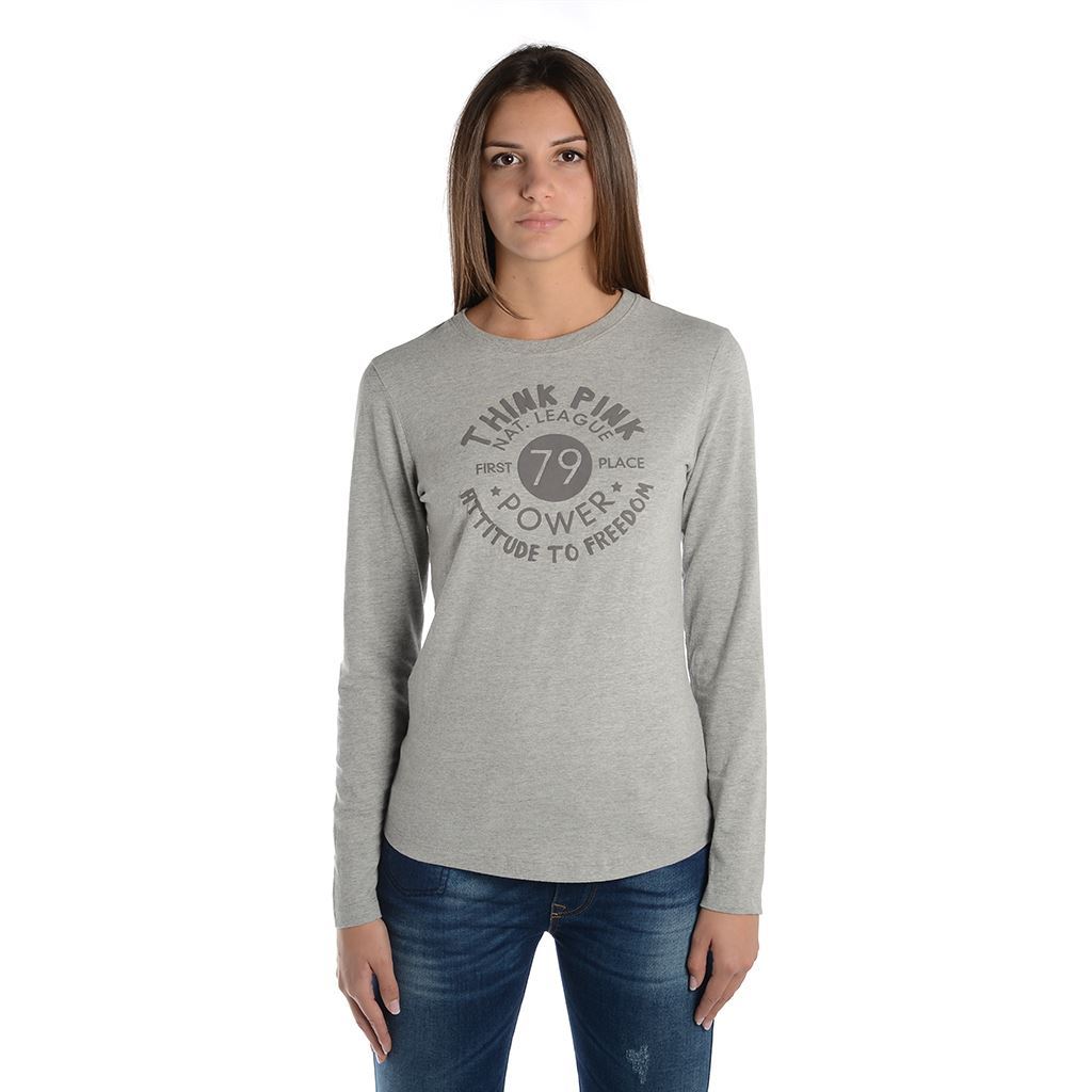 Think Pink T-shirt Donna Manica Lunga fw1801 Vendita Economica