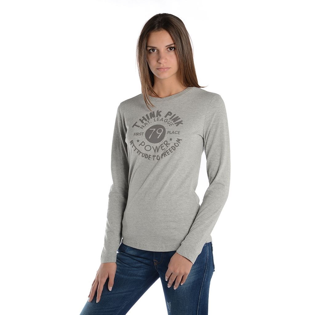 Think Pink T-shirt Donna Manica Lunga fw1801 Vendita Economica