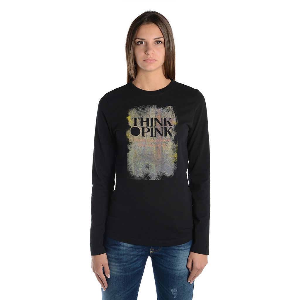 Think Pink T-shirt Donna Manica Lunga fw1805 Saldi Di Fabbrica