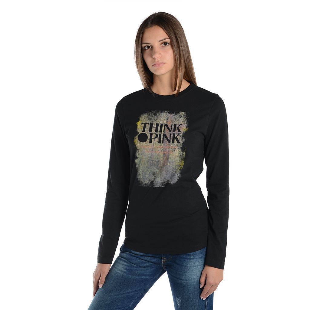 Think Pink T-shirt Donna Manica Lunga fw1805 Saldi Di Fabbrica