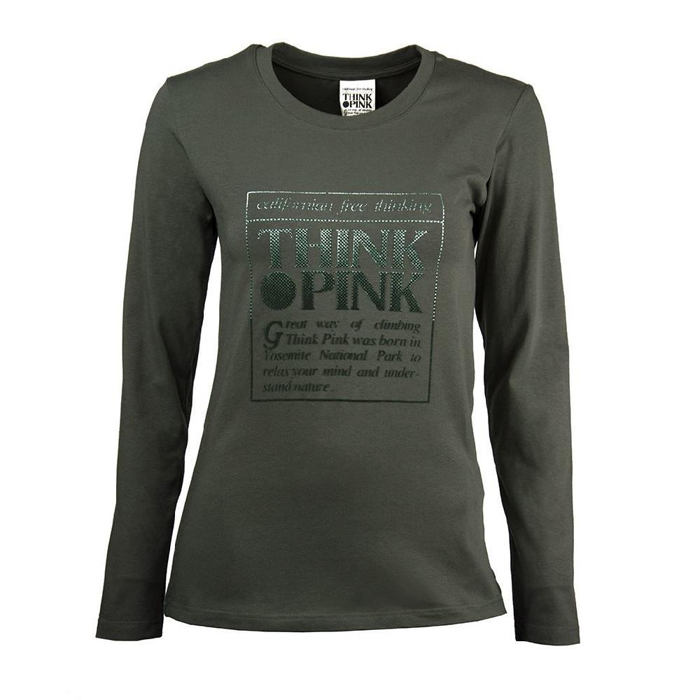 Think Pink T-shirt Donna Manica Lunga fw1700 Nuova