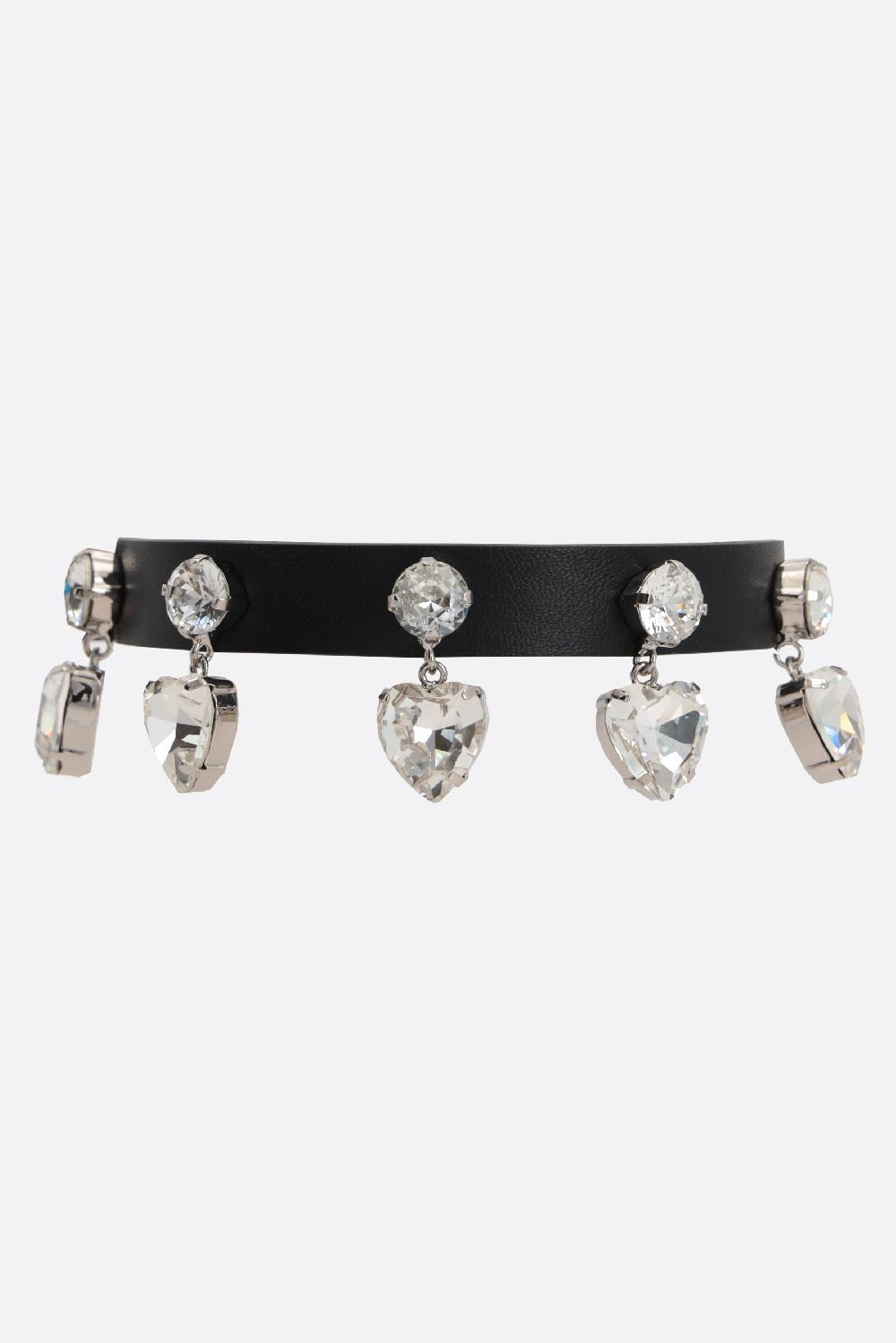 ALESSANDRA RICH choker in pelle con pendenti a cuore Vendita