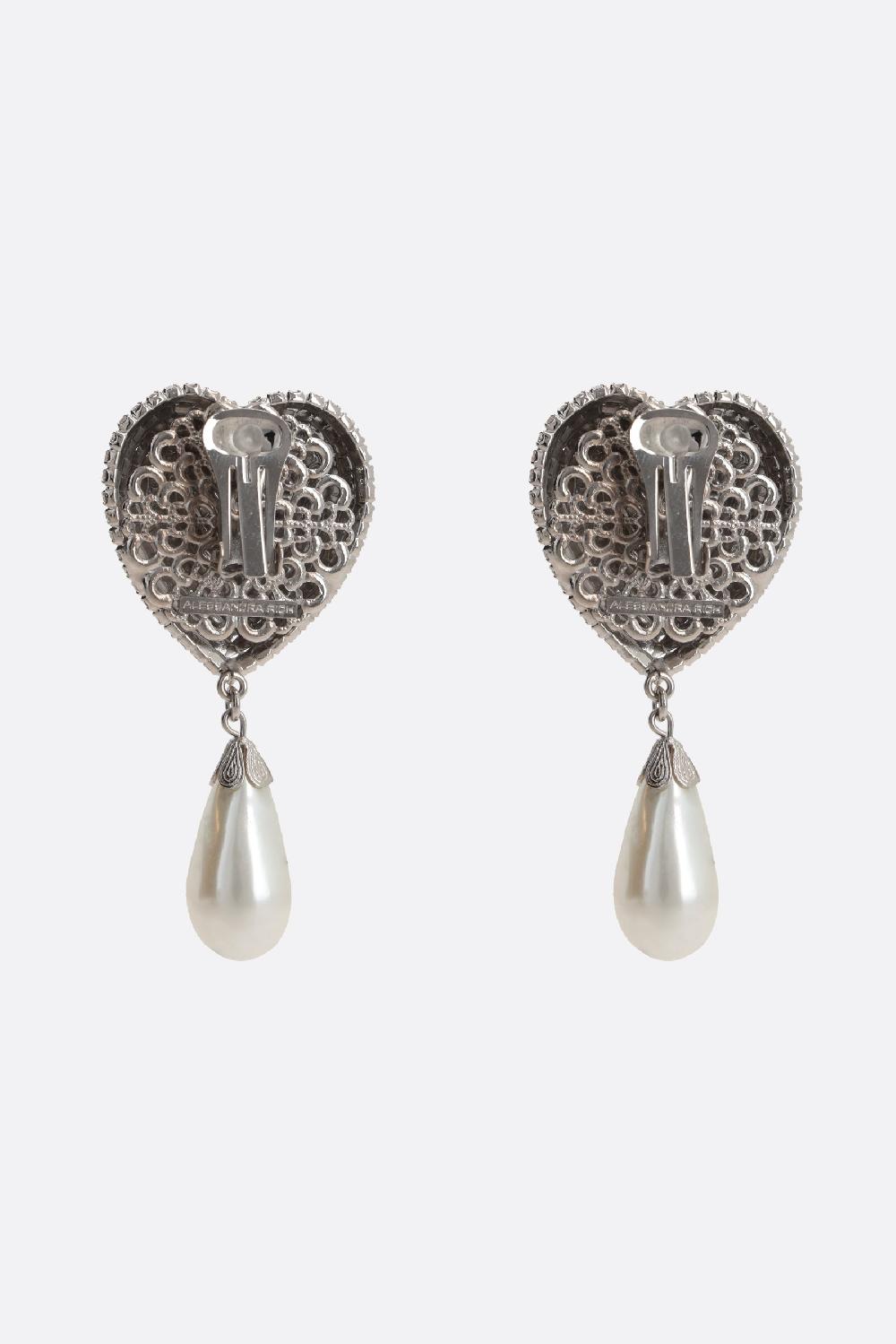 ALESSANDRA RICH orecchini a cuore in ottone con cristalli e perle Promozione