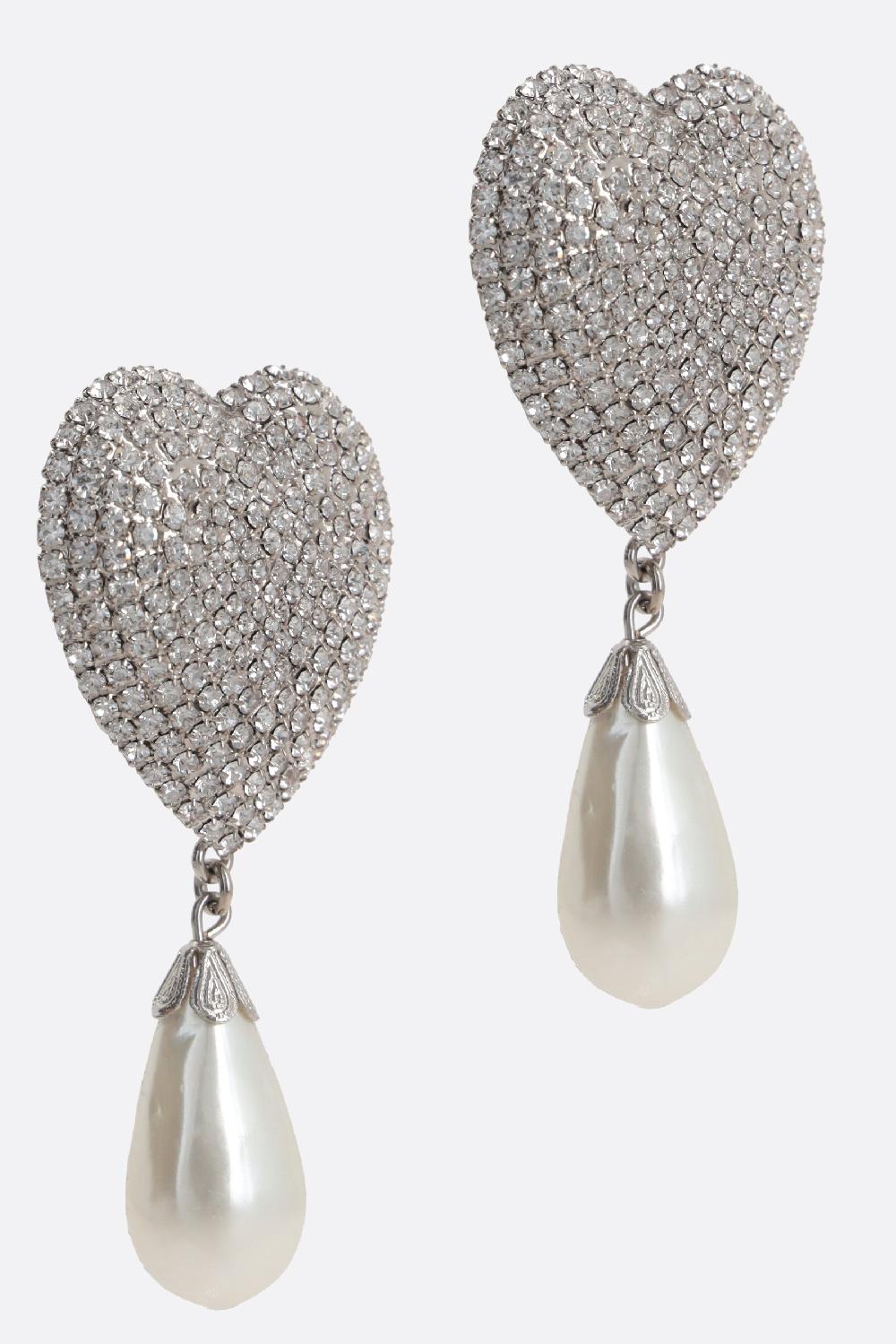 ALESSANDRA RICH orecchini a cuore in ottone con cristalli e perle Promozione
