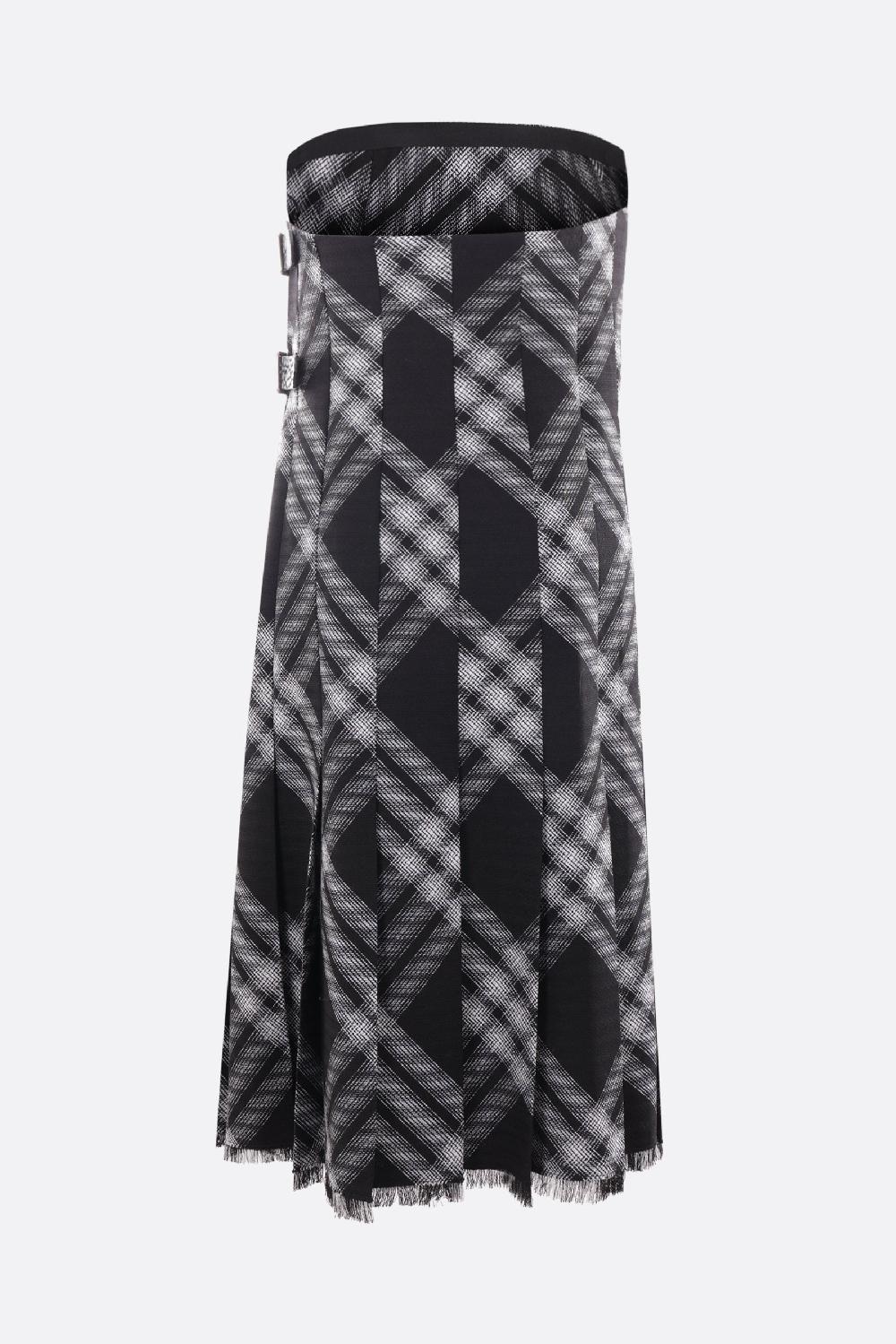 BURBERRY miniabito bustier a portafoglio in lana tartan Consegna Veloce