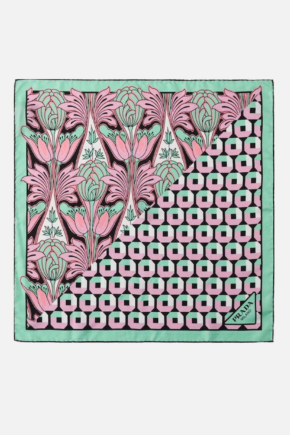 PRADA foulard stampato in twill di seta Promozione