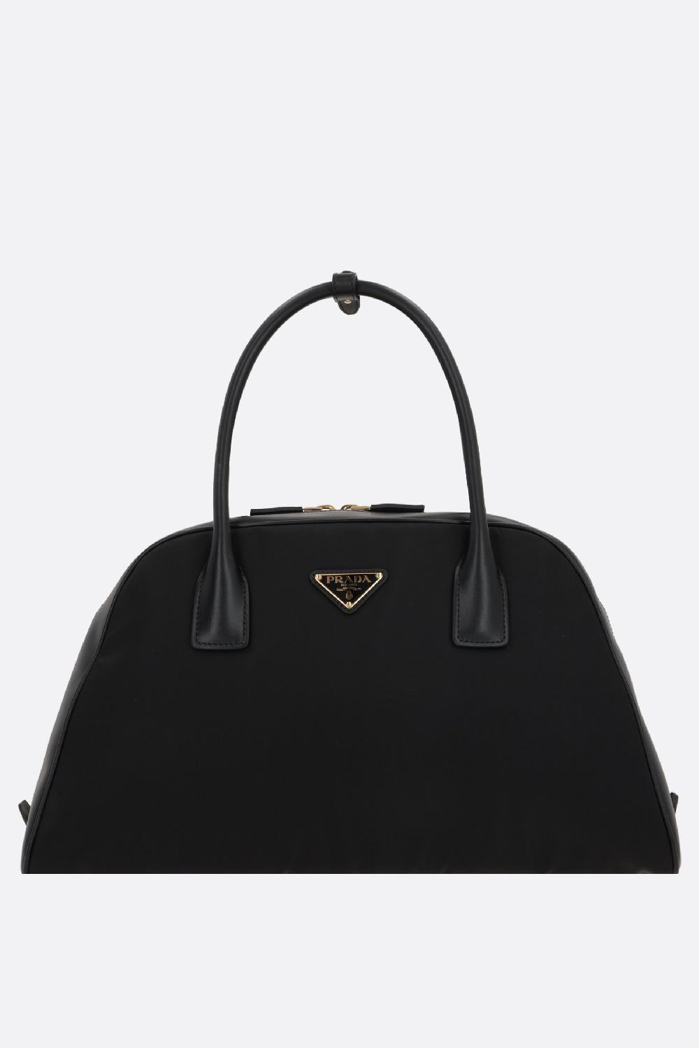 PRADA borsa bauletto large in Re-Nylon e pelle liscia Soddisfazione Garantita