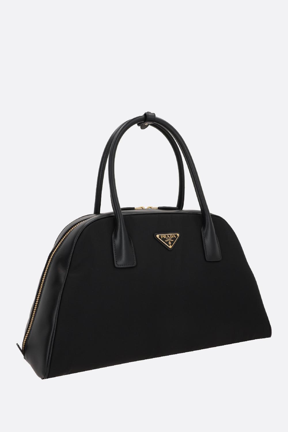 PRADA borsa bauletto large in Re-Nylon e pelle liscia Soddisfazione Garantita