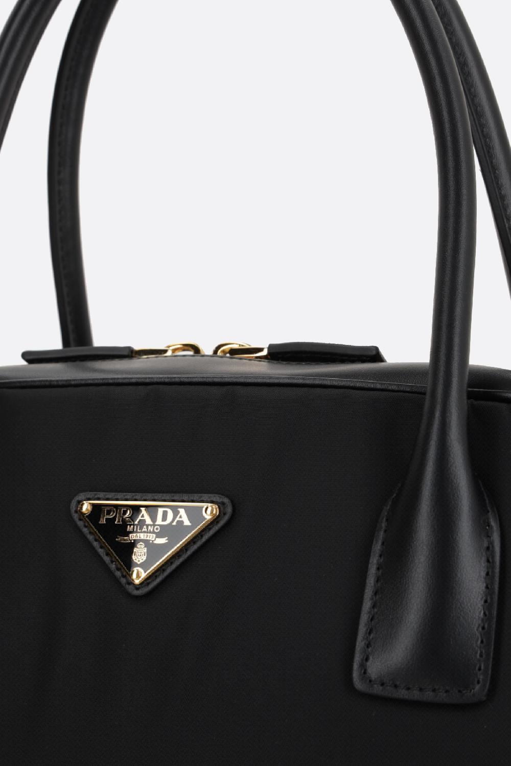 PRADA borsa bauletto large in Re-Nylon e pelle liscia Soddisfazione Garantita