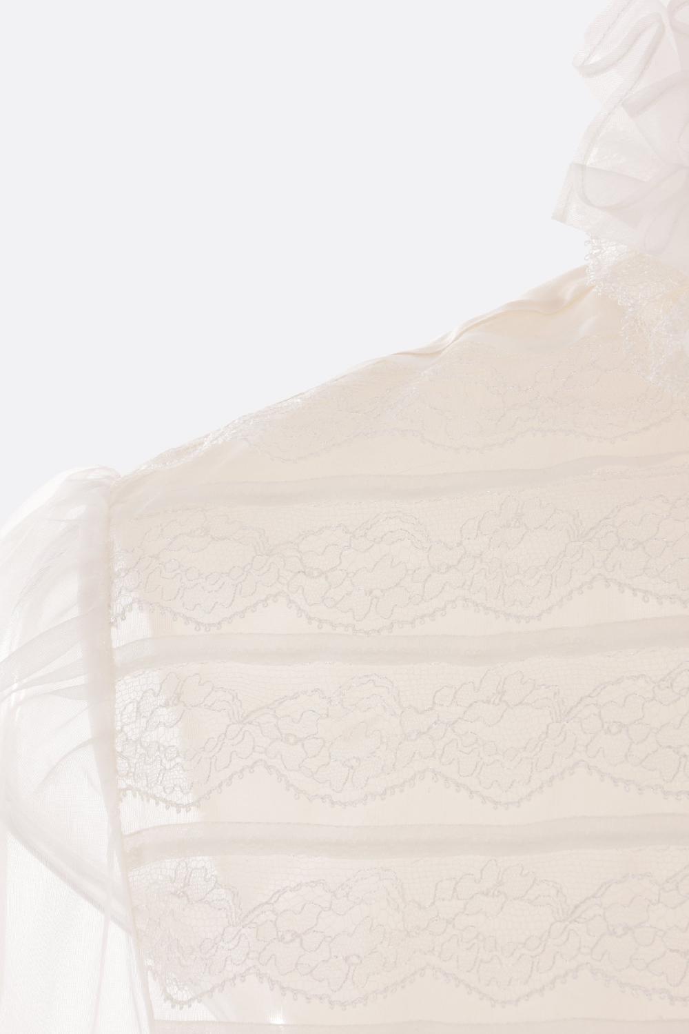 VALENTINO GARAVANI camicia in shantung organza e pizzo Nuovo