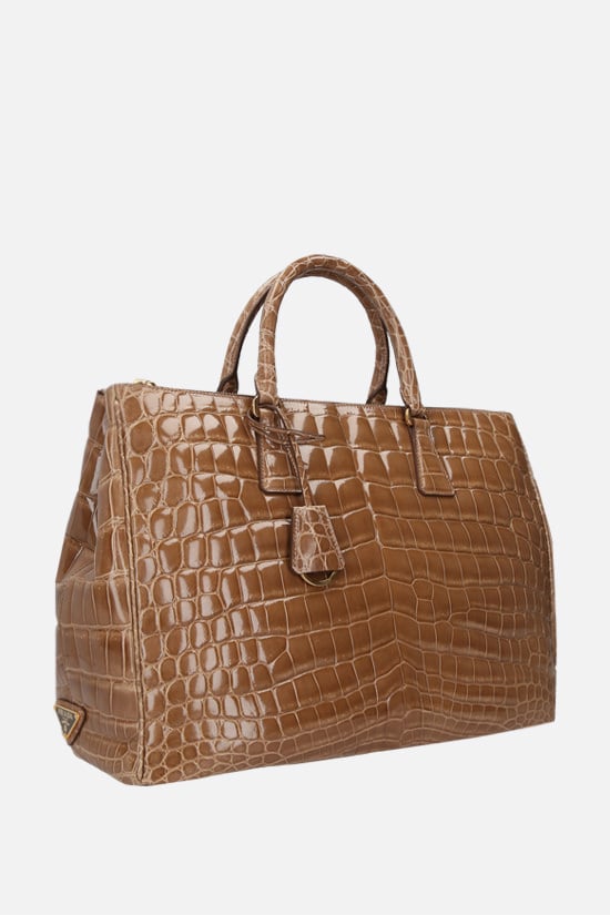 PRADA borsa a mano in pelle di coccodrillo lucido Saldi