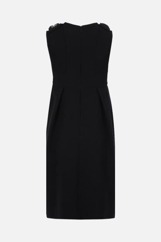 PRADA abito corto in cady con patch gioiello In Linea